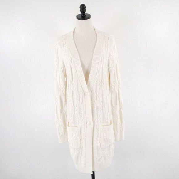 Venus White‎ Cable Knit Button Front Cardigan Sweater Large - Picture 1 of 6